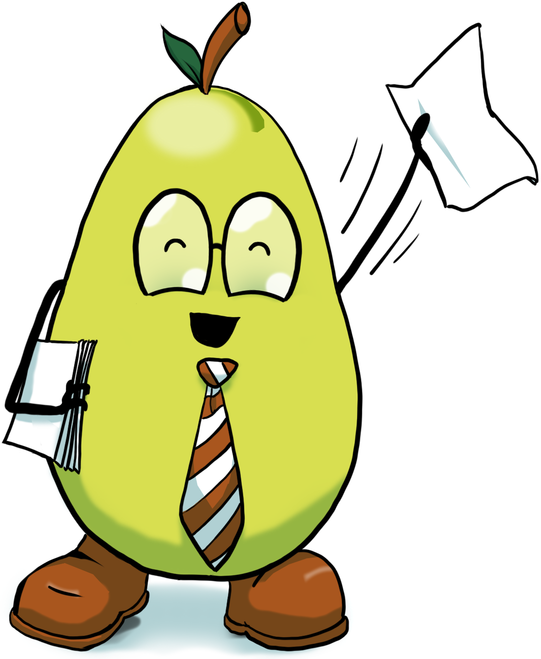 Pear cartoon saying thank you